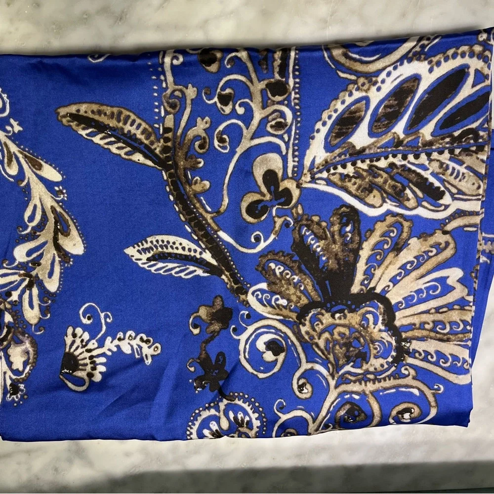 Coldwater Creek Royal Blue and Gold Scarf